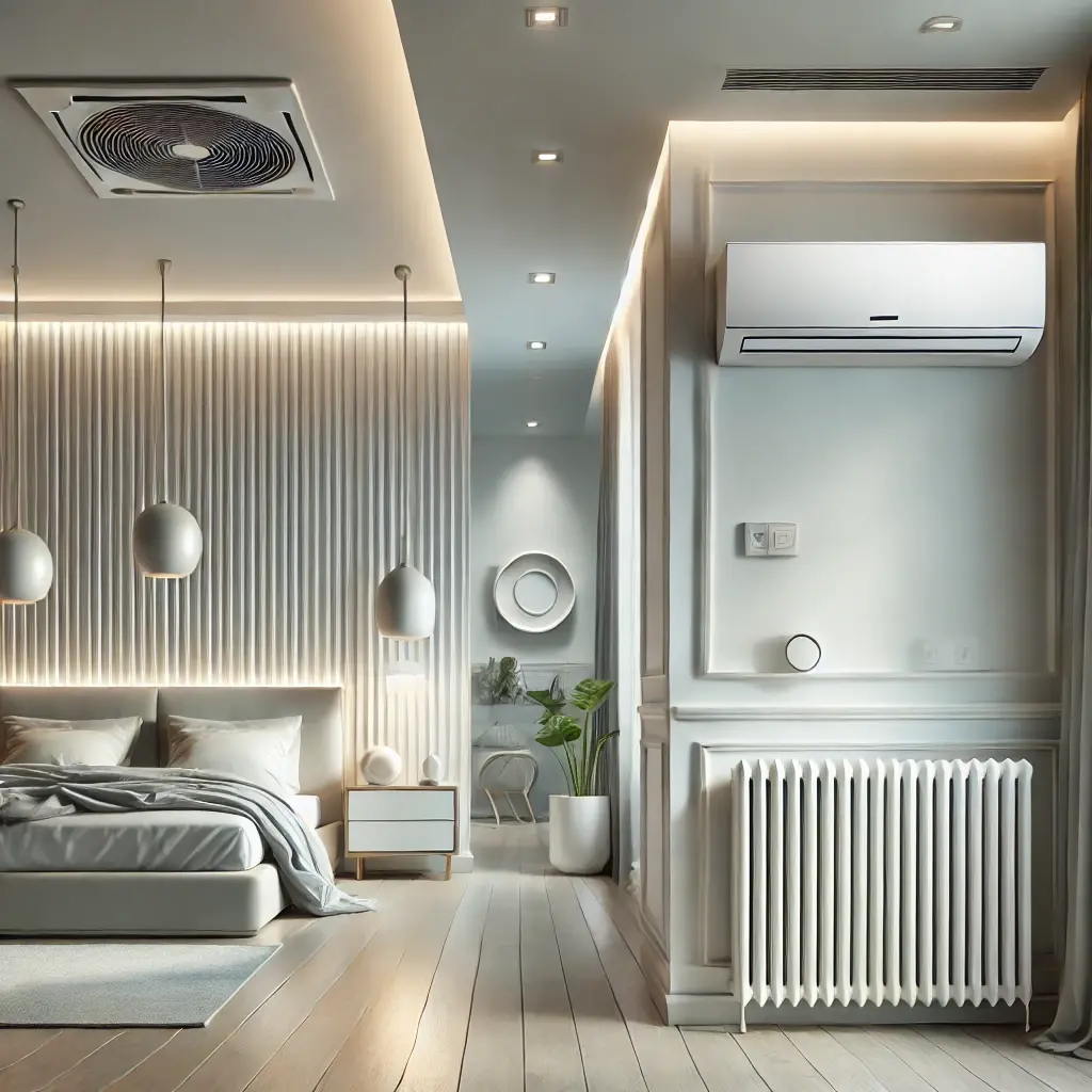 Dall e 2025 02 22 03 53 32 a modern and stylish image showcasing heating air conditioning and ventilation systems in a contemporary home interior the scene features a sleek w